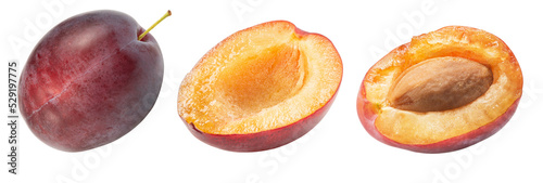 Cuadro en lienzo plum with halves isolated on white