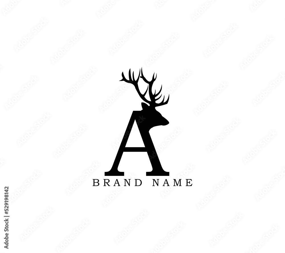 Deer Letter Logo. Vector Drawing Deer Letter Logo. Vector Drawing