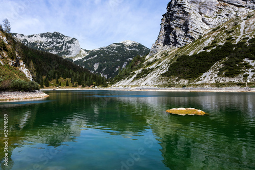 Strong Drought of Summer 2022 - Triglav National Park Slovenia Water level of Krn Lake