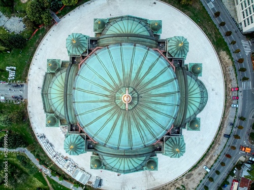 Aerial top shot of the magnificent biggest orthodox Temple of Saint Sava in Belgrade, Serbia