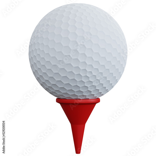 3d rendering golf ball with red pin isolated