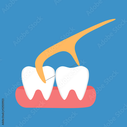 Clean your teeth regularly with dental floss concept. Dental care. Oral healthcare.