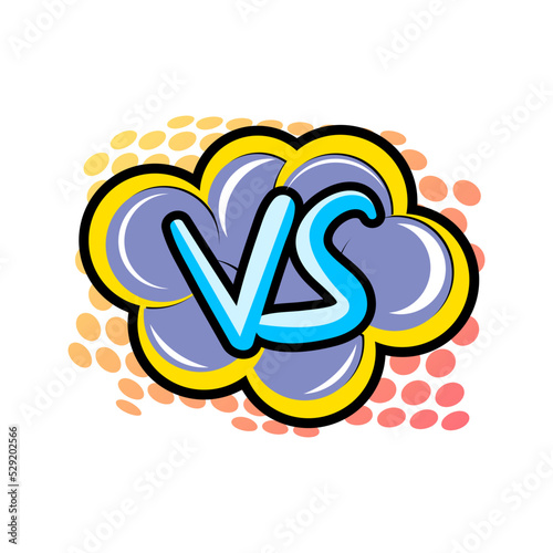 Confrontation versus comic speech bubble. Fight opposition symbol, VS bright colorful element vector illustration