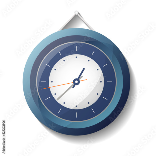 Classic round mechanical wall clock icon. Analog chronometer isolated vector illustration in flat style.