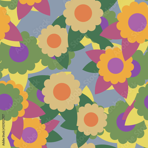 Abstract colorful fantasy messy doodle flower seamless pattern. Creative floral background. Ditsy floret texture.