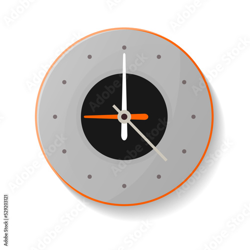 Round mechanical wall clock icon. Analog chronometer isolated vector illustration in flat style.