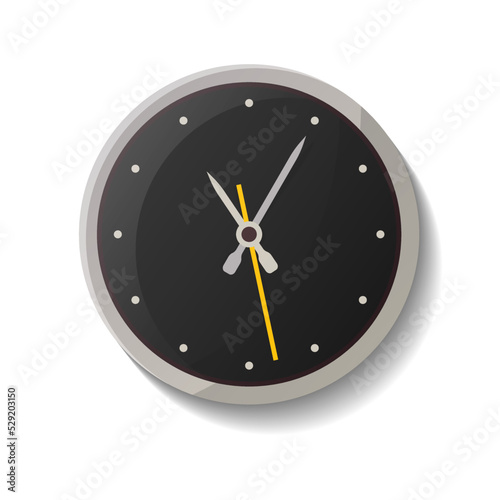 Classic round wall clock icon. Analog chronometer isolated vector illustration in flat style.