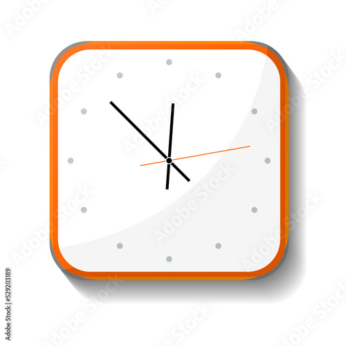 Classic office wall clock icon. Analog chronometer isolated vector illustration in flat style.