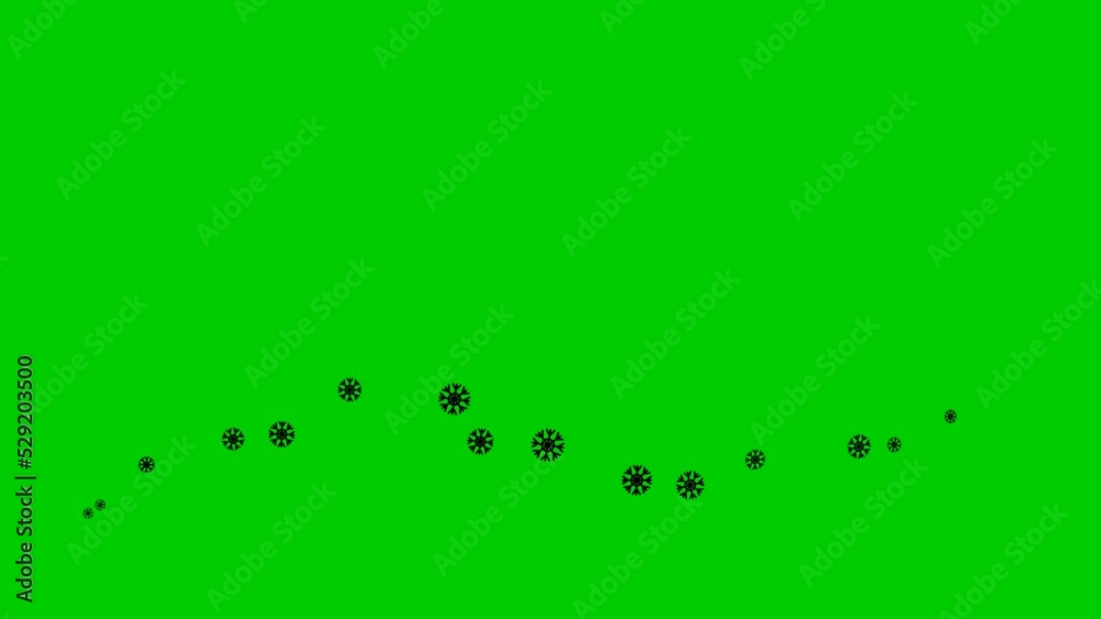Animated black snowflakes fly from left to right. A wave of flying snow. Concept of winter, cold. Vector illustration isolated on the greenbackground. Animated black snowflakes fly from left to right. A wave of flying snow. Concept of winter, cold. Vector illustration isolated on the greenbackground.