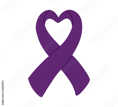 Rett Syndrome Awareness Month October handwritten lettering and purple support ribbon. Web banner vector template