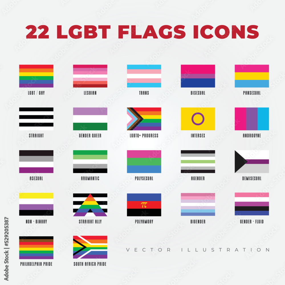 Lgbt Flags Icons in Color Style Lgbt Flags Icons in Color Style