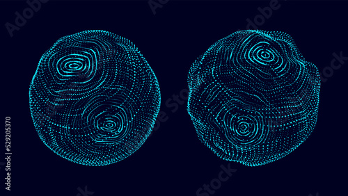 Vector futuristic sphere of particles and lines. Network connection big data. Abstract technology background.
