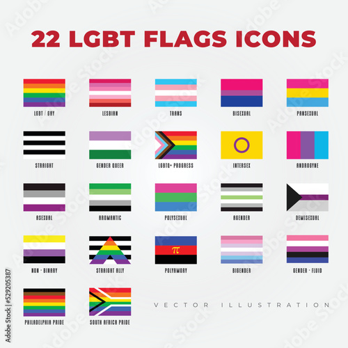 Lgbt Flags Icons in Color Style