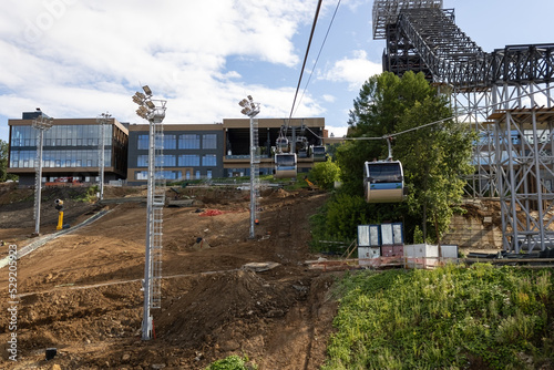 Photography Cabins of the cable car on Sparrow Hills in Moscow