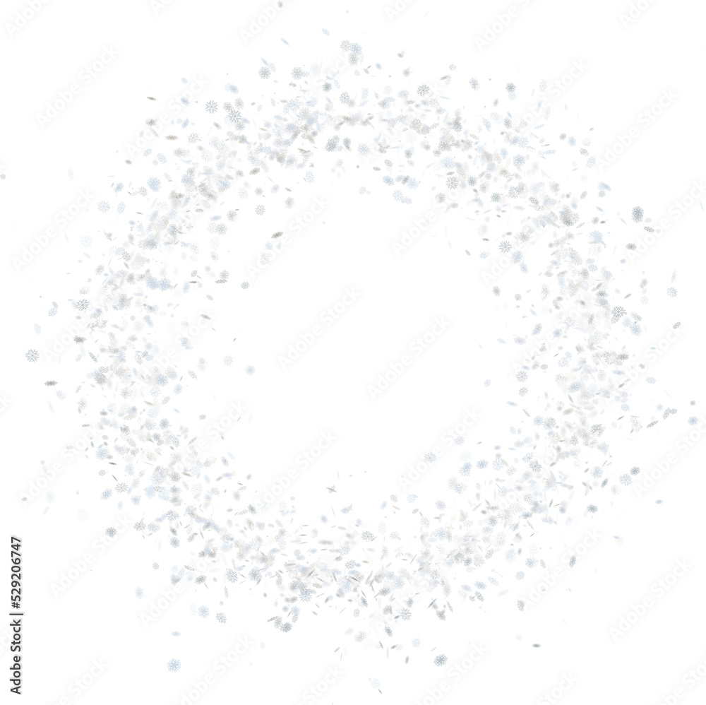 round frame from snowflakes high detailed , close-up macro isolated png