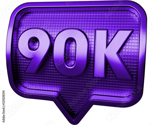 icono 90K seguidores 3d violeta photo