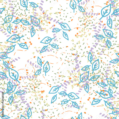 Abstract colorful fantasy messy doodle flower seamless pattern. Creative floral background. Ditsy floret texture.