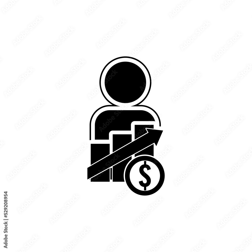 Raise employee salary income icon isolated on white background Raise employee salary income icon isolated on white background