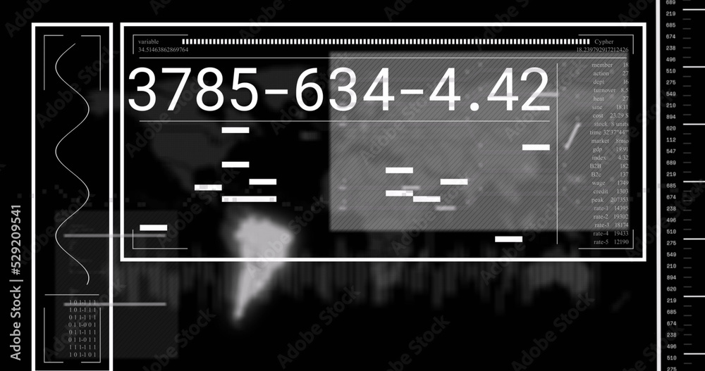 Image of digital data processing over black background
