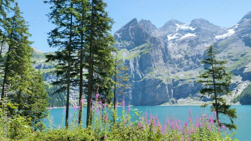 Switzerland turquoise lake and alps mountain (oeschinensee)