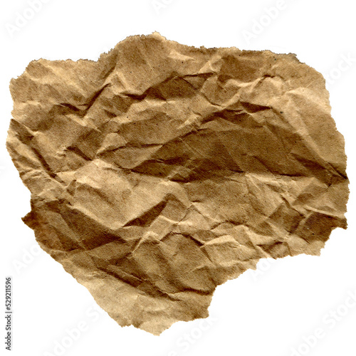 Crumpled torn piece of brown craft paper