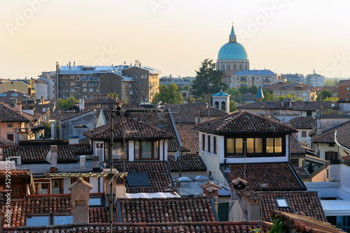 view of the roofs of Udine. in the background dome of the ossuary temple