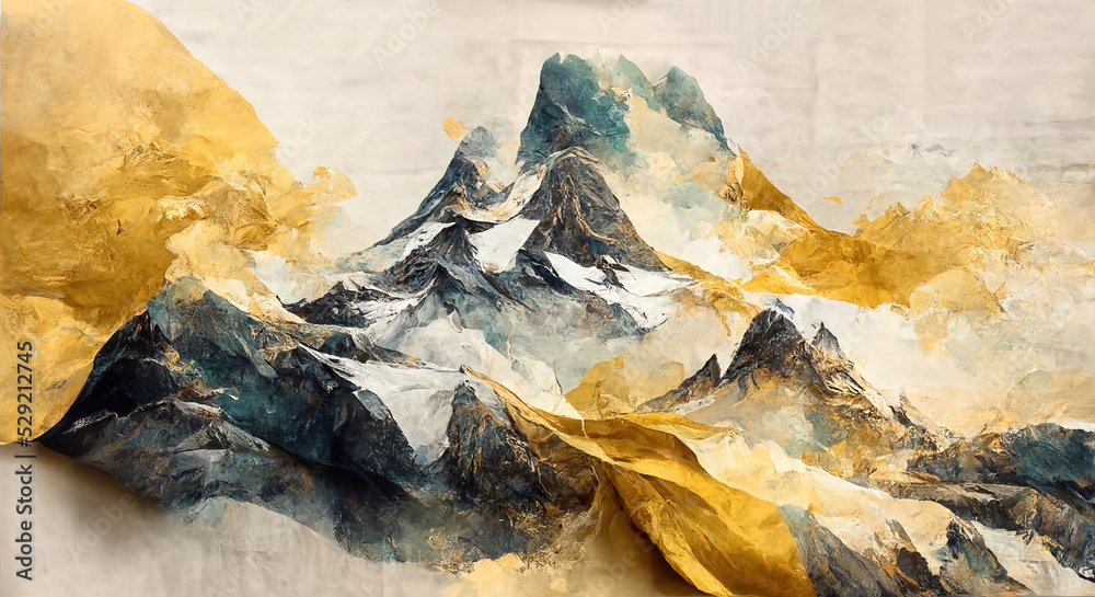 Watercolor mountain background. Landscape with mountains in a