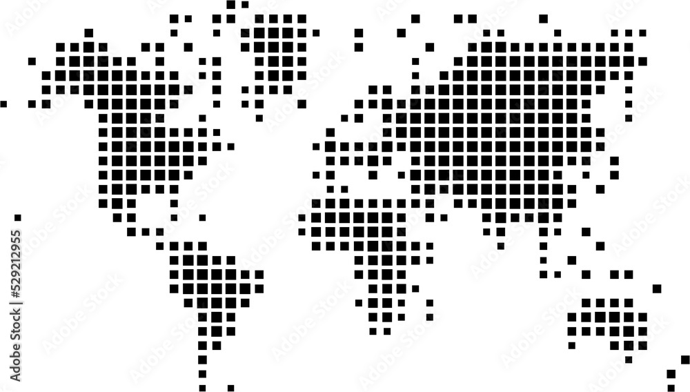 square world map on transparent background.