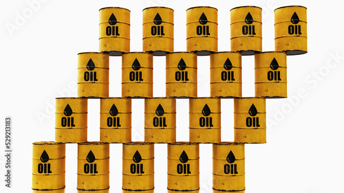 3d render yellow barel oil fuel oil price