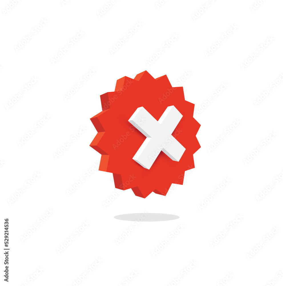 Decline or cancel red button. UI design. Vector illustration.