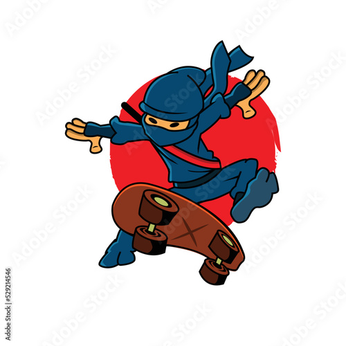 an illustration of ninja skateboard