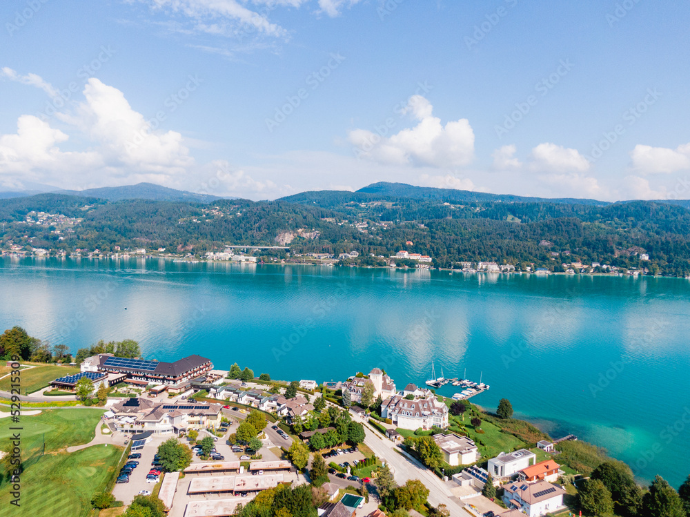 Wörthersee seen from the town of Dellach in South Austria