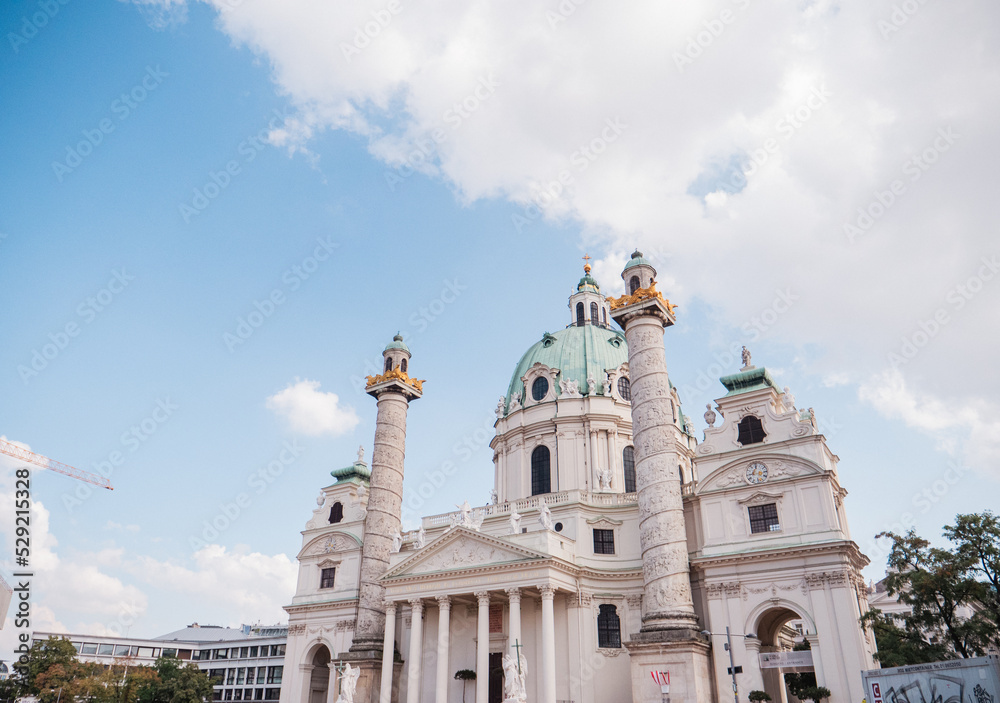 Karlskirche in Vienna, Austria on a sunny afternoon