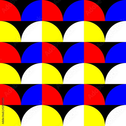 Abstract geometric background. Neo geo pattern - seamless pattern with colorful circles.