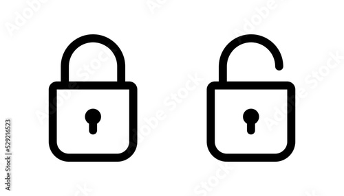 Lock Unlock Vector Icon. Icon symbol Open Closed. For mobile application, web design, graphics, button.