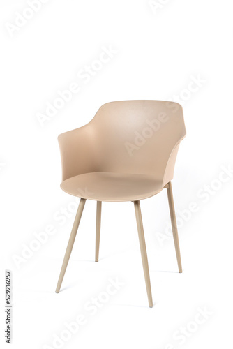 Fototapeta Naklejka Na Ścianę i Meble -  beige designer wooden chair isolated on white background