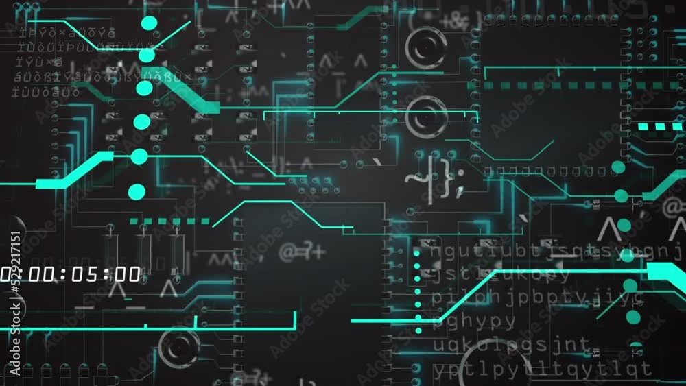 Animation of data processing on black background Animation of data processing on black background