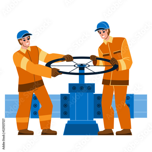 pipeline workers vector. gas oil pipe engineer, factory industry, work energy pipeline workers character. people flat cartoon illustration