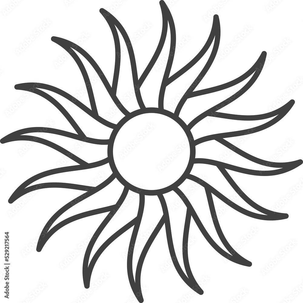 Tribal flaming sun stencil Outline illustration Tribal flaming sun stencil Outline illustration