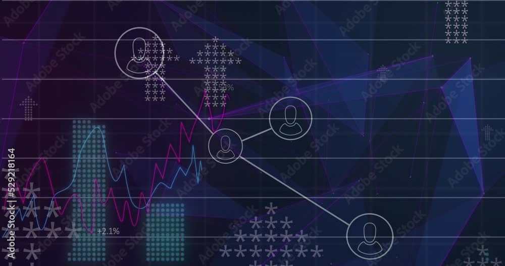 Animation of data processing over media icons Animation of data processing over media icons