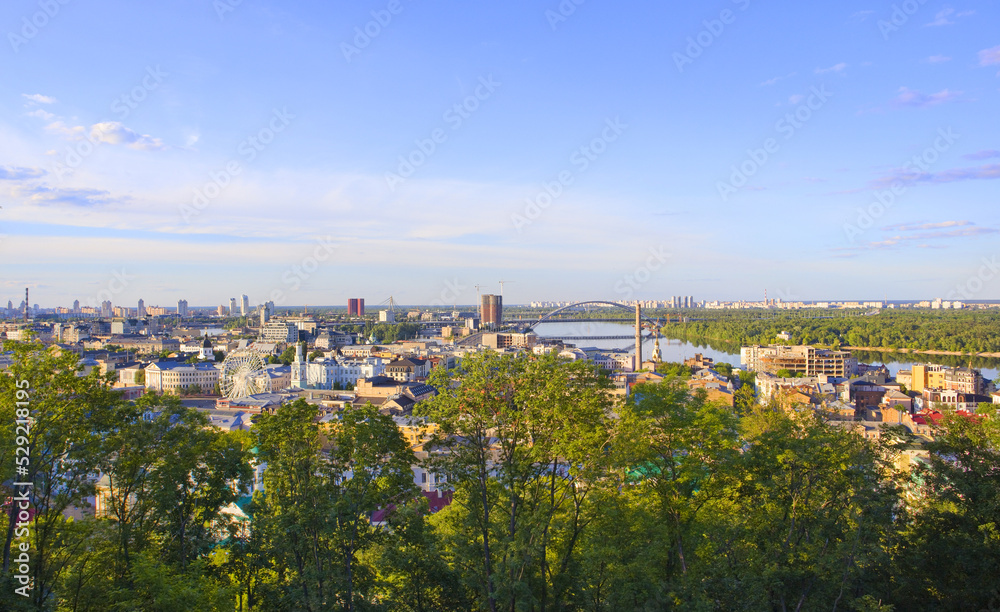 Kyiv cityscape panorama from Podil, Ukraine