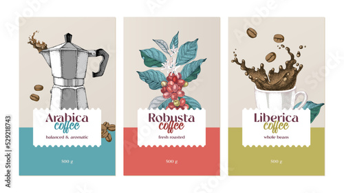 Three coffee banners design templates