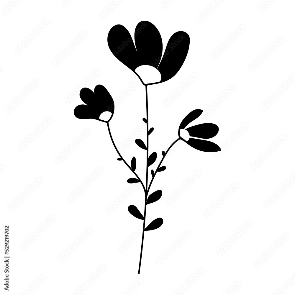 Silhouette image of chamomile. Vector illustration of a flower. Flowers and plants. Silhouette image of chamomile. Vector illustration of a flower. Flowers and plants.
