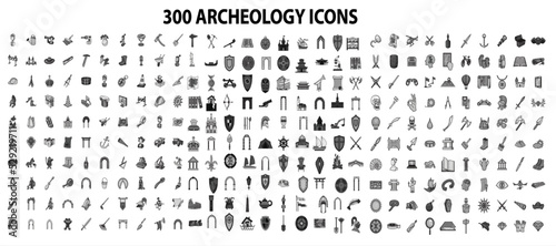 300 archaeology center icons set in flat style for any design vector illustration photo
