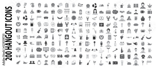 200 hangout firm icons set in flat style for any design vector illustration