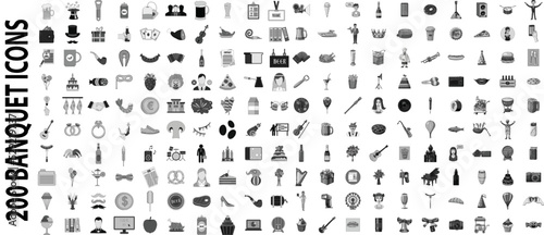200 banquet firm icons set in flat style for any design vector illustration