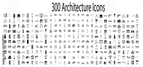 300 architectonics business icons set in flat style for any design vector illustration photo
