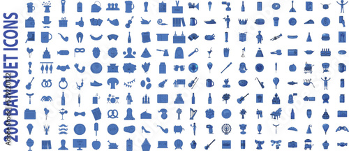 200 banquet firm icons set in flat style for any design vector illustration