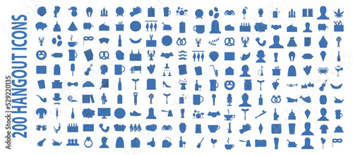 200 hangout firm icons set in flat style for any design vector illustration