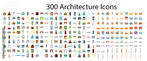 400 architectonics business icons set in flat style for any design vector illustration